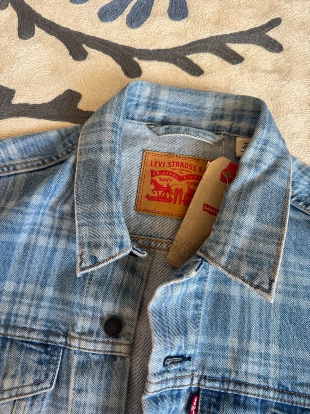 Levi's Light Blue Plaid Denim Jacket - Picture 4 of 7
